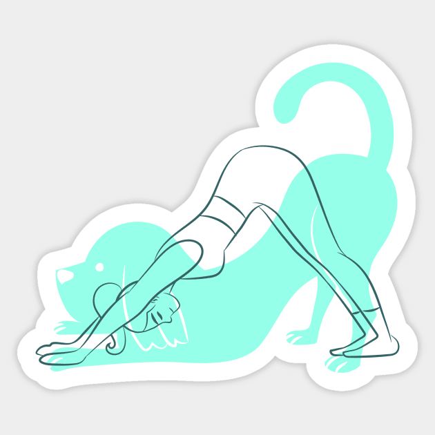 Downward Dog Yoga Pose Sticker by Nature Lover Apparel